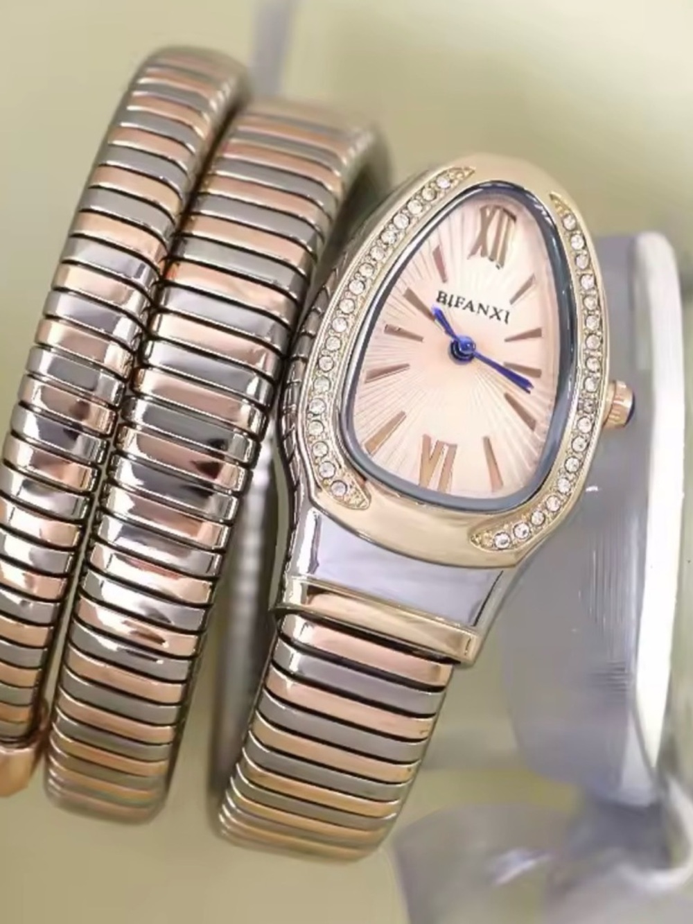 New Elegant Silver and Gold Snake Wrap Watch